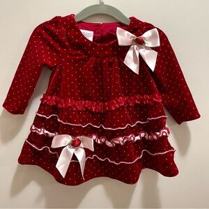 Red Velvet Dress 6-9 months ♥️